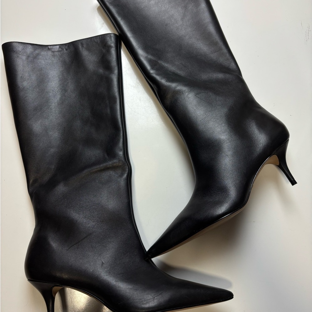 Arezzo black Skye low stiletto boots sz 9